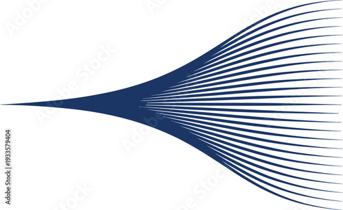 Abstract Blue Lines Expanding from a Point on a White Background