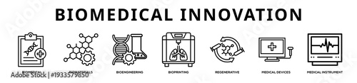 Biomedical Innovation web banner icon illustration