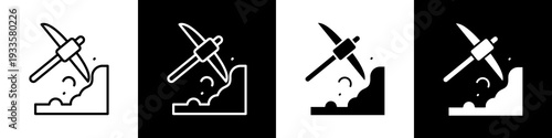 Pickaxe black and white icon design concept