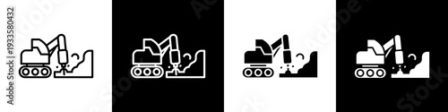 Drilling black and white icon design concept