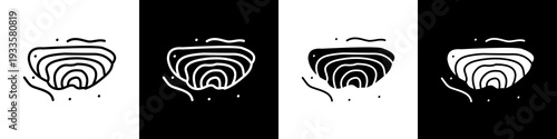 Open-Pit Mining  black and white icon design concept
