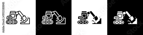 Surface Mining  black and white icon design concept