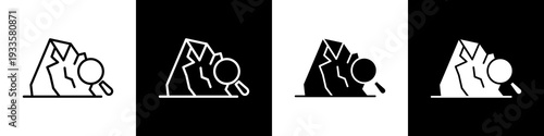  Mining exploration black and white icon design concept