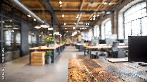 Abstract blurred modern office interior background