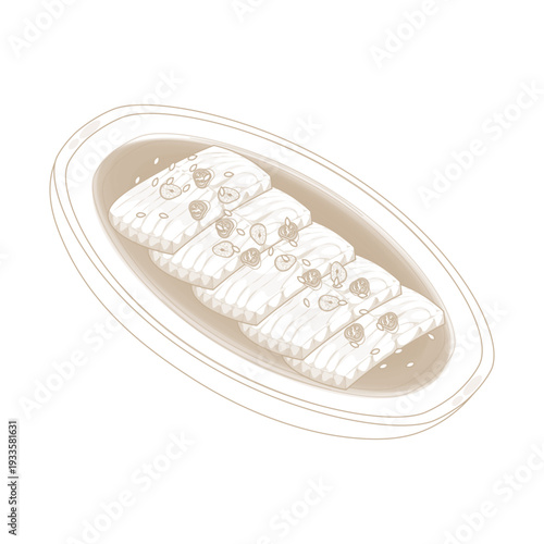 Vector Illustration logo Line art Yeoneojang Korean Raw Marinated Salmon Sashimi