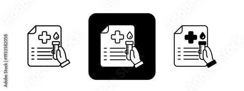 Medical Test  Solid color and black line drawing vector illustration set