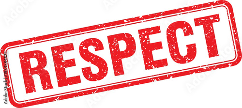 Red grunge rubber stamp with respect text