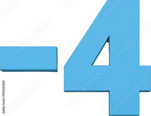 Blue negative four symbol with minus sign