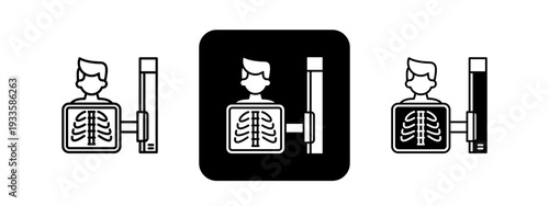Radiology  Solid color and black line drawing vector illustration set