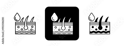 Dermatology  Solid color and black line drawing vector illustration set