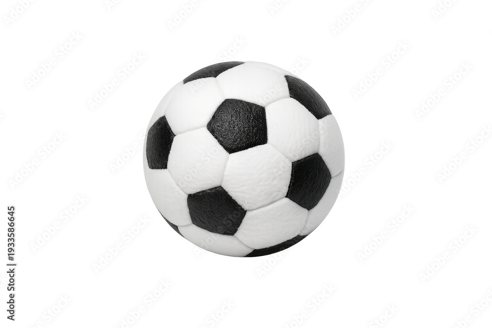 Fototapeta premium Traditional soccer ball with black and white panels on transparent background