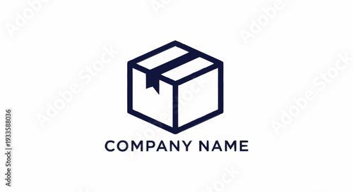 Minimalist Shipping Box Logo Design Template.