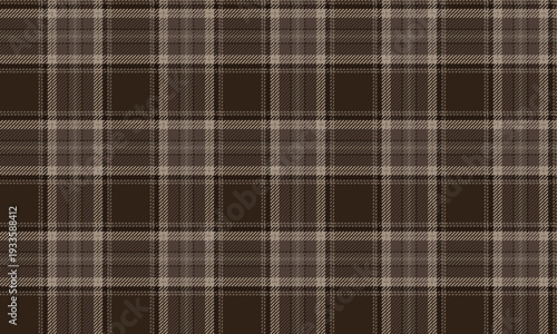 Seamless plaid pattern in brown and beige, suitable for textiles and clothing, creating a warm, classic atmosphere. Versatile for fashion, print backgrounds, and digital graphics.
