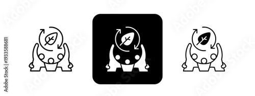 Disaster Recovery  Solid color and black line drawing vector illustration set