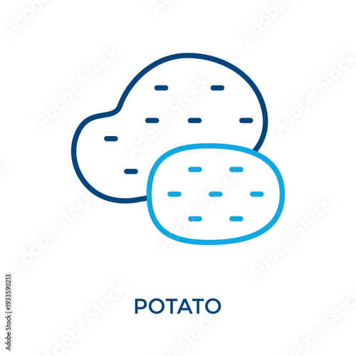 Potato Icon Outline Color Style. Vector Illustration For Graphic Design