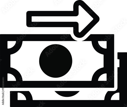 Cash transfer icon symbol for financial transactions, money exchange, and currency movement