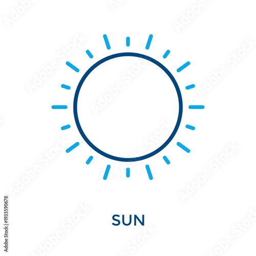 Sun Icon Outline Color Style. Vector Illustration For Graphic Design