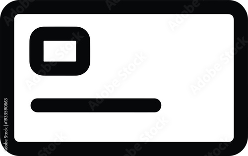 A simple, clean line art illustration of a blank credit card or identification card, perfect for design elements