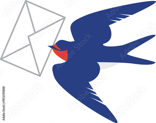 手紙とツバメのイラスト