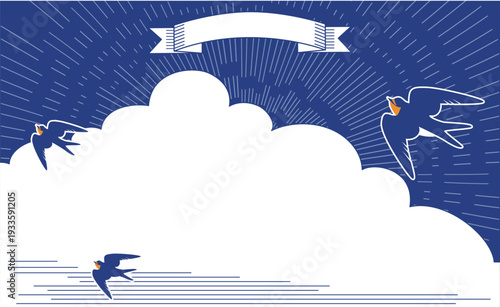 ツバメの背景イラストフレーム素材