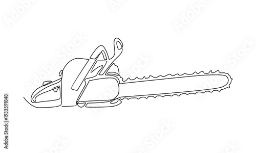 continuous line of chainsaw illustration