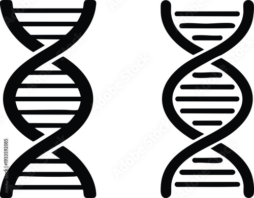 Minimalist Medical and Science DNA Icon, Biological Heritage and Genome Structure Graphic, vector, illustration, silhouette.