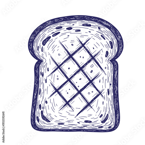 Illustration of a slice of bread with a crisscross pattern on top  a delicious and appetizing food