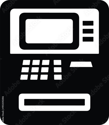 ATM icon representing an automated teller machine with a keypad and screen for financial transactions