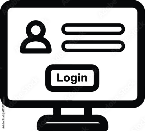 Computer screen displaying login page with username, password fields, and login button