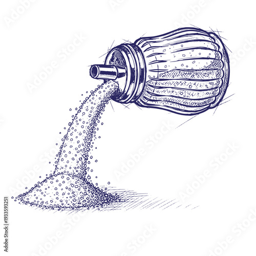 salt shaker pouring salt isolated on white background