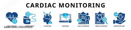 Glyphcolor - Cardiac Monitoring web banner icon vector illustration concept
