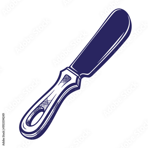 Vintagestyle illustration of a putty knife with a metal handle and blade  old tool for applying and smoothing materials
