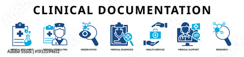 Glyphcolor - Clinical Documentation web banner icon vector illustration concept