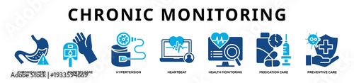 Glyphcolor - Chronic Monitoring web banner icon vector illustration concept