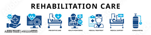 Glyphcolor - Rehabilitation Care web banner icon vector illustration concept