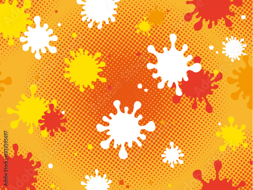 ポップなオレンジ色のペンキの飛沫の背景