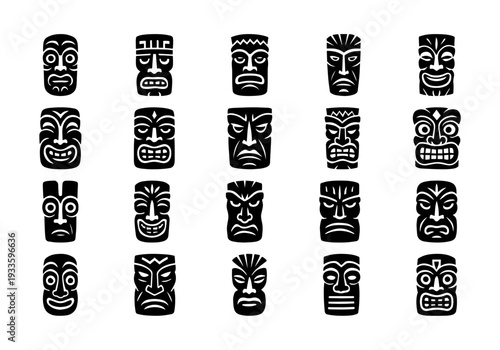 Hawaian Tiki Face Element Set