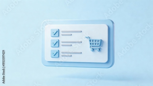 Blue shopping cart and checklist icon