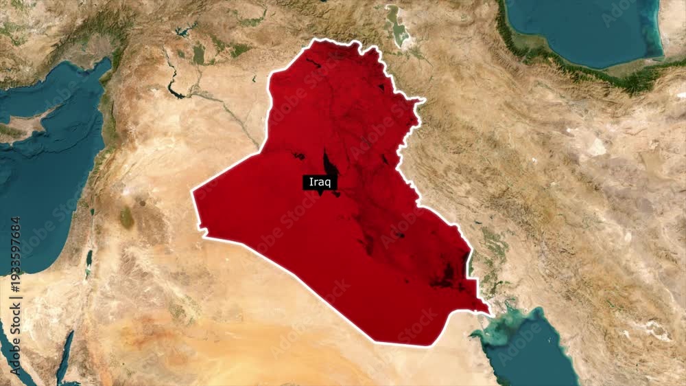 Iraq Map Position Iraq map animation with location pin marker, highlighted country ...