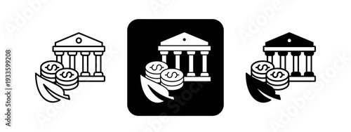 Sustainable Finance  Solid color and black line drawing vector illustration set