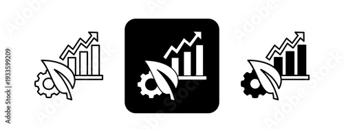 Resource Efficiency  Solid color and black line drawing vector illustration set