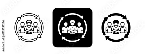 Inclusive Economy  Solid color and black line drawing vector illustration set