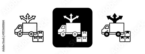 Product Distribution  Solid color and black line drawing vector illustration set