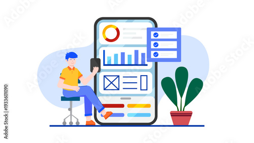Entrepreneur using a mobile application to track stock and inventory