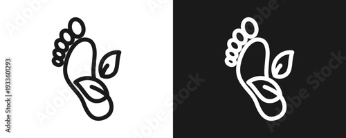 Carbon Footprint Icon Set Outline In White And Black Background