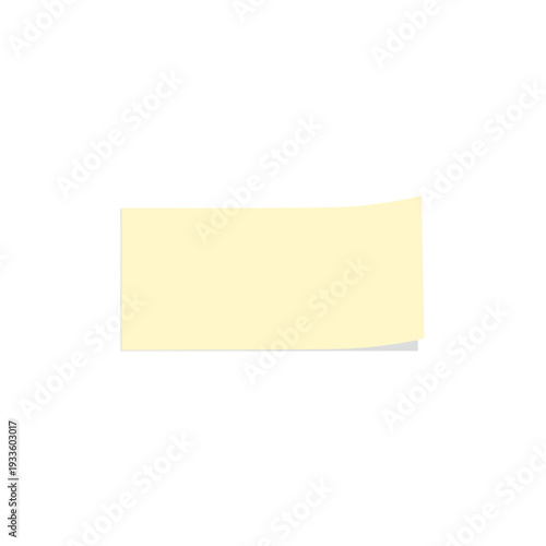 ペールイエローの付箋 シンプル 影付き