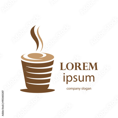 logo design of hot coffee in a glass with smoke