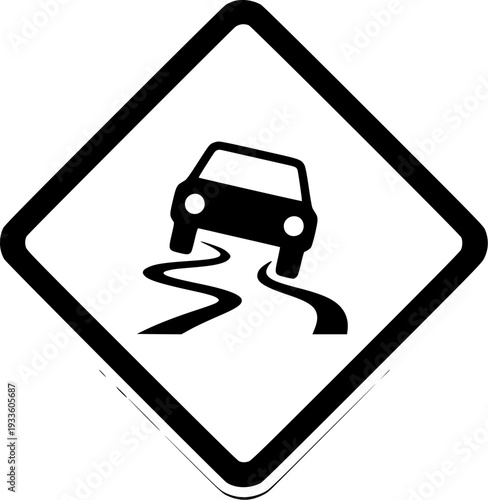 slippery road warning sign