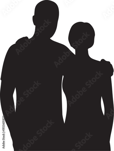 Black silhouette of man and woman standing together