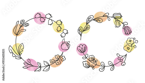 かわいい花柄のフレームデザイン-手描きのベクターイラスト
